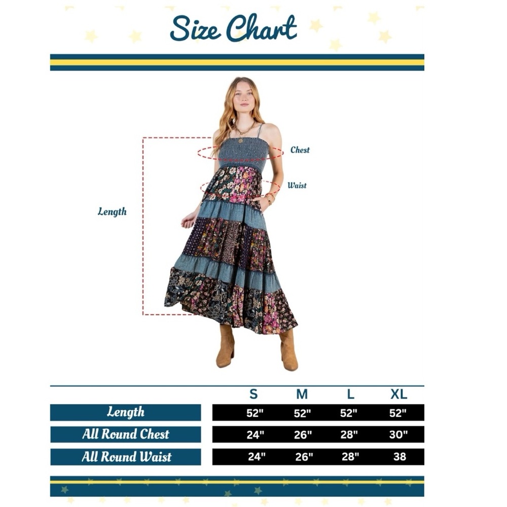 Smocked Tiered Floral Midi Dress in Teal and Black - Picture 7 of 12